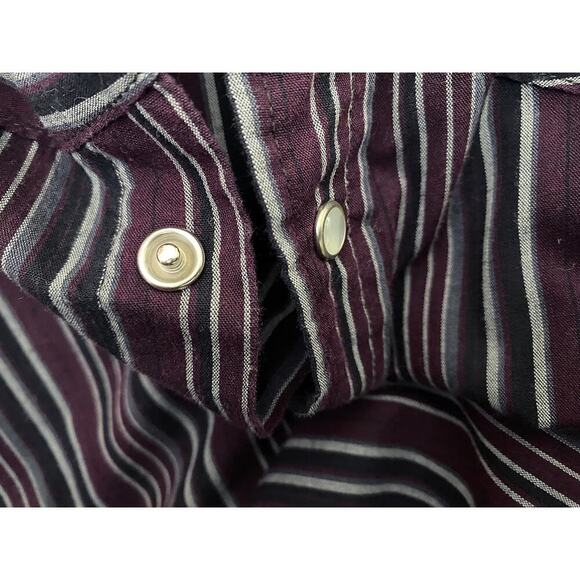 Bit & Bridle Mens Purple Black Gray Striped Western Shirt Pearl Snap Buttons XLT - Picture 3 of 7